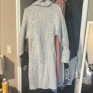 Cozy Gray Knit Sweater Dress